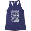 what happens in the salon Racerback Tank