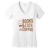 books and cats and coffee Women's V-Neck T-Shirt