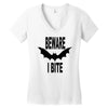 beware i bite Women's V-Neck T-Shirt