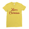 merry christmas red glitter Ladies Fitted T-Shirt