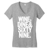 wine dine and 69 sixtynine funny Women's V-Neck T-Shirt