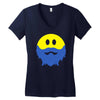 bearded smiley face Women's V-Neck T-Shirt