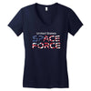 United States Space Force American Flag Women's V-Neck T-Shirt