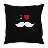 I Love Mustache Throw Pillow