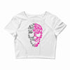 two coloured patterned skull   mens funny Crop Top