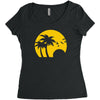 beach silhouette birds sand sunset Women's Triblend Scoop T-shirt