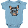 blue and tan frenchie Baby Bodysuit