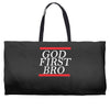 new  god first bro  t shirt religious humor lord tee Weekender Totes
