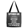 Super September Girl Tote Bags