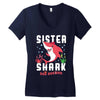 sister shark doo doo doo family matching Women's V-Neck T-Shirt