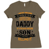 Super Cool Daddy Of A Freaking Awesome Son Ladies Fitted T-Shirt