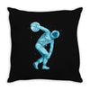 astronaut discus throwing Throw Pillow