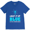 light it up blue autism awareness V-Neck Tee