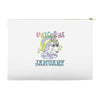 unicorns are born in january cute unicorn Accessory Pouches