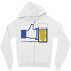 facebook parody beer thumbs up   people like this mens white t shirt Zipper Hoodie