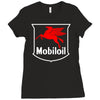 mobil oil vintage logo Ladies Fitted T-Shirt