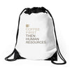 coffee then human resources Drawstring Bags