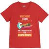 walk away i have anger issues and a serious dislike for stupid people V-Neck Tee