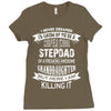 Super Cool Stepdad Of A Freaking Awesome Granddaughter Ladies Fitted T-Shirt
