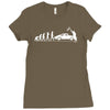 evolution of man' chequered flag classic 912 Ladies Fitted T-Shirt