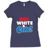 red white and cute Ladies Fitted T-Shirt