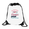 An April Girl Like AFlowers Drawstring Bags