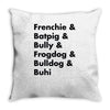 frenchies united Throw Pillow