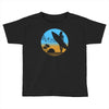 beach surfer silhouette birds sand waves palm Toddler T-shirt