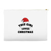 this girl loves christmas Accessory Pouches