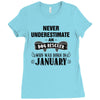 never underestimate an old man who was born in january Ladies Fitted T-Shirt