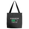low battery introvert pun humor Tote Bags