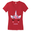 birthday unicorn family series mom Women's V-Neck T-Shirt