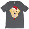 golden retriever dog with red santa's hat T-Shirt