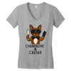 champagne and caviar Women's V-Neck T-Shirt