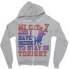 my cat and i stay in tonight Zipper Hoodie
