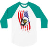 american eagle usa flag head 3/4 Sleeve Shirt