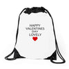 happy valentine day lovely Drawstring Bags