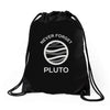 never forget pluto the planet Drawstring Bags