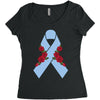 stomach cancer ribbon and rose Women's Triblend Scoop T-shirt