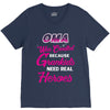 Oma Was Created Because Need Real Heroes V-Neck Tee