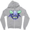 blue monster with horns Zipper Hoodie