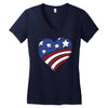 disstressed america flag heart Women's V-Neck T-Shirt