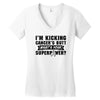 I Am Kicking Cancers Butt Whats Your Superpower? Women's V-Neck T-Shirt
