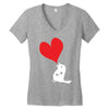 bird love heart animal graph note music party pop art gift Women's V-Neck T-Shirt