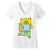 meow is running Women's V-Neck T-Shirt