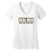 real men hunt for their food father's day hunting fishing funny Women's V-Neck T-Shirt
