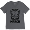 Never Underestimate Dog Rescuer Who Was Born March V-Neck Tee