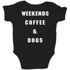 weekends coffe and dogs white back Baby Bodysuit