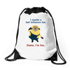 bad influence Drawstring Bags
