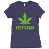 Vegetarian Pot Leaf Ladies Fitted T-Shirt
